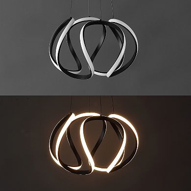 18.5" 1-light Contemporary Designer Aluminum/iron Scribble Integrated Led Pendant Light, Black