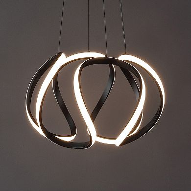 18.5" 1-light Contemporary Designer Aluminum/iron Scribble Integrated Led Pendant Light, Black