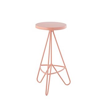 Trinity 30" Modern Industiral Iron Tripod Backless Bar Stool, Pink Frame