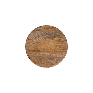 Spiroa 30" Modern Industrial Metal/wood Backless Circular Bar Stool, Natural Wood Seat, Black Frame