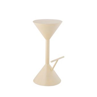 Chronos 29.75" Modern Industrial Iron Hourglass Backless Bar Stool With Foot Rest, Almond