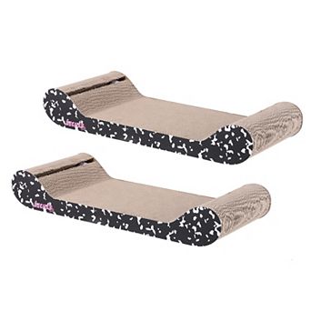 Rini 23.75" Modern Cardboard Lounge Bed Cat Scratcher With Built-in Bell Toys And Catnip