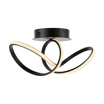 Chantelle 19.5" 1-light Modern Minimalist Aluminum Loop Integrated Led Semi Flush Mount, Nickel