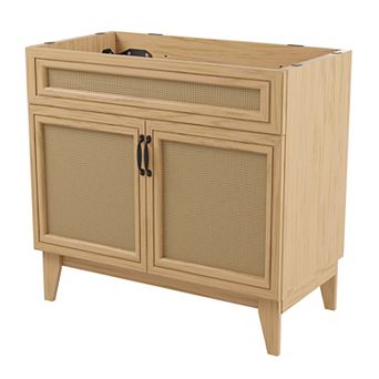36 W X 18 D X 33h Rattan Modern Farmhouse 2-shelf Bath Vanity Cabinet Only (sink Basin Not Included)