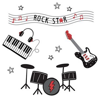 Lambs & Ivy Rock Star Musical Instruments Wall Decals/stickers - Drums/guitar