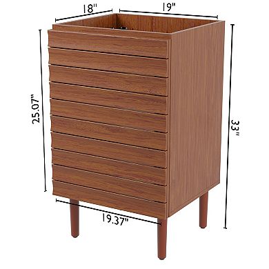 20w X 18d X 33h Thick Linear Slat 2-shelf Bath Vanity Cabinet Only (sink Basin Not Included)