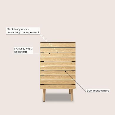 20w X 18d X 33h Thick Linear Slat 2-shelf Bath Vanity Cabinet Only (sink Basin Not Included)