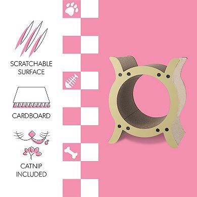 Nyan 16.5" Modern Cardboard Tunnel Cat Scratcher With Catnip