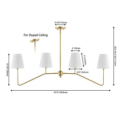 Signe 47.5" 4-light Classic Minimalist Iron Linear Led Pendant, Gold Painting