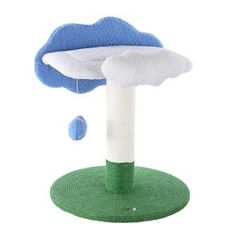Sami 21.5" Modern Jute Cloud Cat Tree With Scratching Post, And Fuzzy Toy