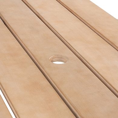 Shoreham 59" Modern Classic Outdoor Wood Picnic Table Benches With Umbrella Hole