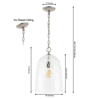 Matilda 10" 1-light Industrial Designer Iron/dimple Glass Dome Led Pendant, Nickel/clear