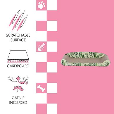 Montego 27.5" Coastal Patterned Cardboard Lounge Bed Cat Scratcher With Catnip