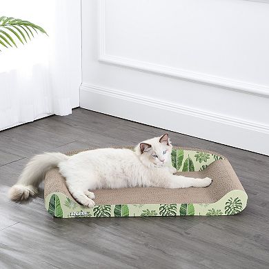Montego 27.5" Coastal Patterned Cardboard Lounge Bed Cat Scratcher With Catnip