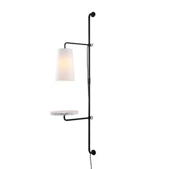 11.5" 1-light Contemporary Industrial Iron Plug-in With Adjustable White Marble Table Led Sconce
