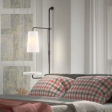 11.5" 1-light Contemporary Industrial Iron Plug-in With Adjustable White Marble Table Led Sconce