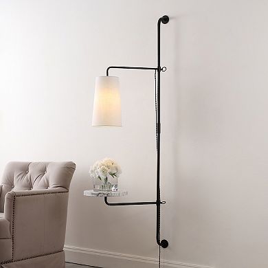 11.5" 1-light Contemporary Industrial Iron Plug-in With Adjustable White Marble Table Led Sconce