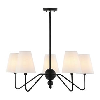 Skylar 32" 5-light Classic Minimalist Iron Inverted Gourd Led Chandelier, Black