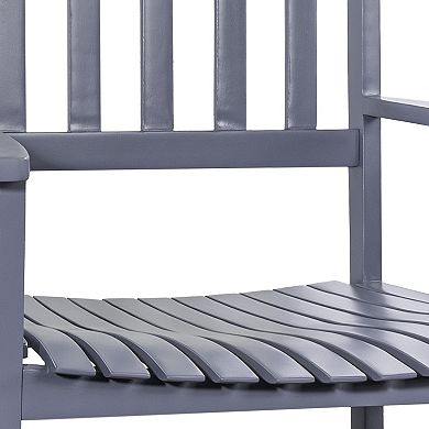 Seagrove Farmhouse Classic Slat-back 350-lbs Support Acacia Wood Outdoor Rocking Chair