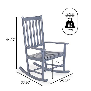 Seagrove Farmhouse Classic Slat-back 350-lbs Support Acacia Wood Outdoor Rocking Chair
