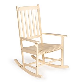 Seagrove Farmhouse Classic Slat-back 350-lbs Support Acacia Wood Outdoor Rocking Chair