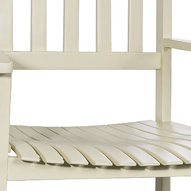 Seagrove Farmhouse Classic Slat-back 350-lbs Support Acacia Wood Outdoor Rocking Chair