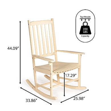 Seagrove Farmhouse Classic Slat-back 350-lbs Support Acacia Wood Outdoor Rocking Chair