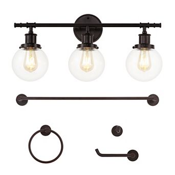Hugo 24.5" 3-light Farmhouse Classic Vanity Light With Bathroom Hardware Accessory Set(5-piece)