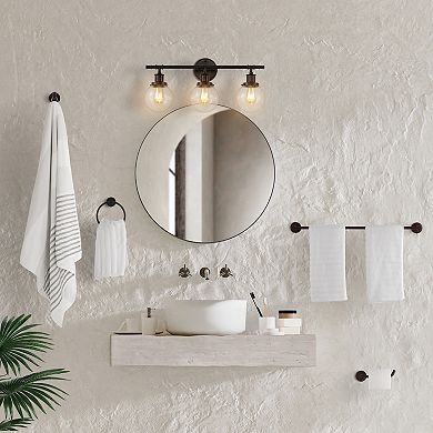 Hugo 24.5" 3-light Farmhouse Classic Vanity Light With Bathroom Hardware Accessory Set(5-piece)