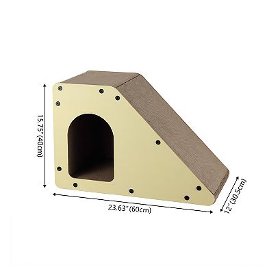Kento 23.63" Minimalist Cardboard Angled Cat Cave Scratcher With Catnip