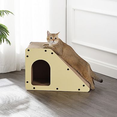 Kento 23.63" Minimalist Cardboard Angled Cat Cave Scratcher With Catnip