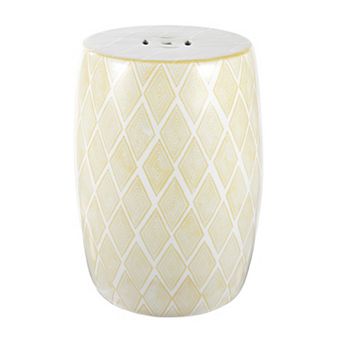 Moroccan Diamonds 18" Ceramic Drum Garden Stool