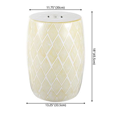 Moroccan Diamonds 18" Ceramic Drum Garden Stool
