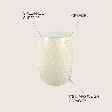 Moroccan Diamonds 18" Ceramic Drum Garden Stool