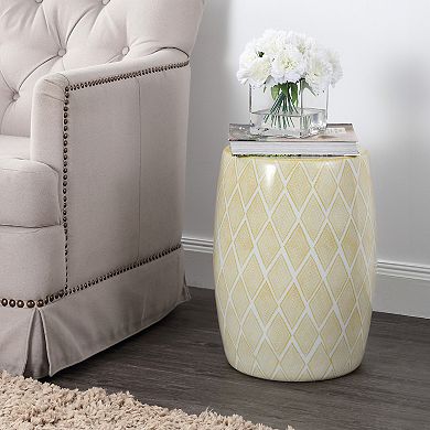 Moroccan Diamonds 18" Ceramic Drum Garden Stool