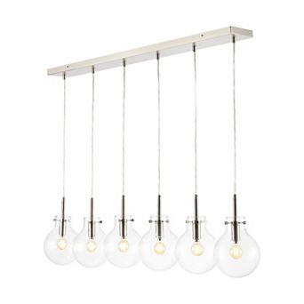 Harlow 40.5" 6-light Modern Contemporary Round Glass/iron Led Linear Pendant, Nickel/clear