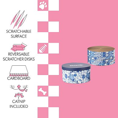 Kate 12" Modern Patterned Cardboard Reversible Cat Scratcher Pad In Box With Catnip