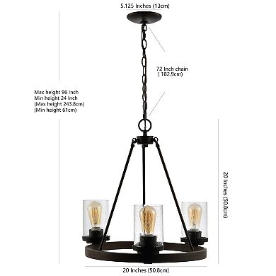 Coronet 20" 3-light Iron/seeded Glass Rustic Farmhouse Led Chandelier, Oil Rubbed Bronze