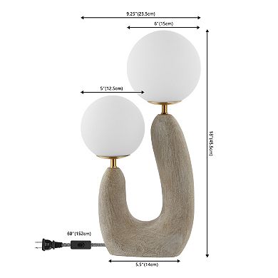 Oona 18" 2-light Mid-century Scandinavian Resin/iron/frosted Glass Cactus Led Table Lamp
