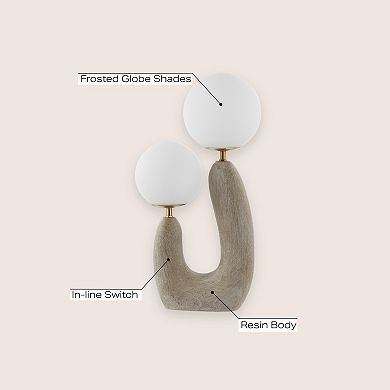 Oona 18" 2-light Mid-century Scandinavian Resin/iron/frosted Glass Cactus Led Table Lamp