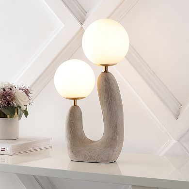 Oona 18" 2-light Mid-century Scandinavian Resin/iron/frosted Glass Cactus Led Table Lamp