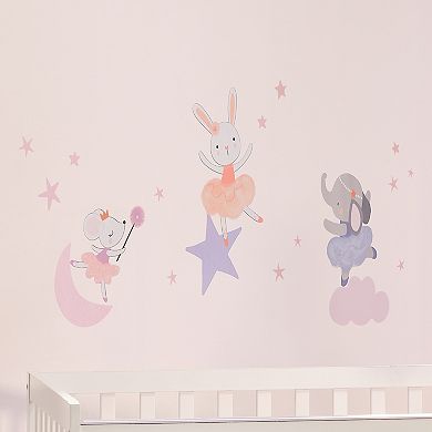 Bedtime Originals Tiny Dancer Ballet Animals & Stars Wall Decals- Elephant/bunny