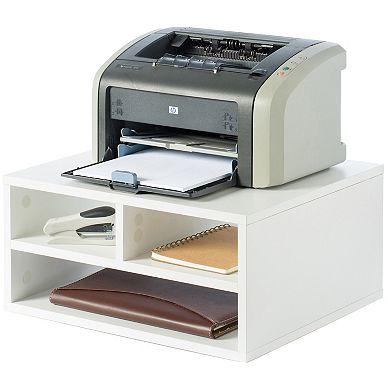 Printer Stand Shelf Wood Office Desktop Compartment Organizer