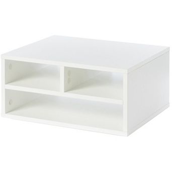 Printer Stand Shelf Wood Office Desktop Compartment Organizer