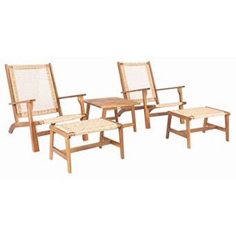 Safavieh Chantelle Outdoor 5 pc Chair, Stool & Table Set