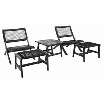 Safavieh Casella Outdoor 5 pc Chair, Stool & Table Set