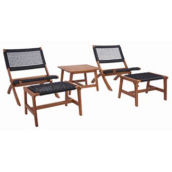 Safavieh Casella Outdoor 5 pc Chair, Stool & Table Set