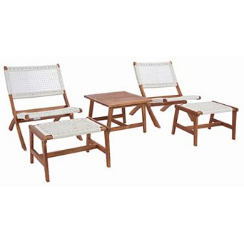 Safavieh Casella Outdoor 5 pc Chair, Stool & Table Set