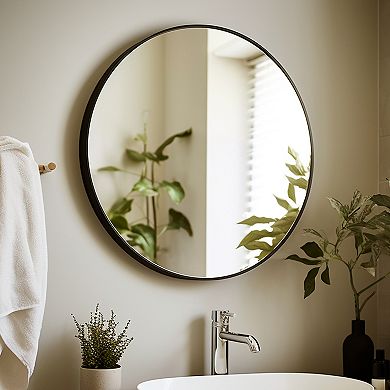 WallBeyond Farmhouse Metal Round Wall Mirror