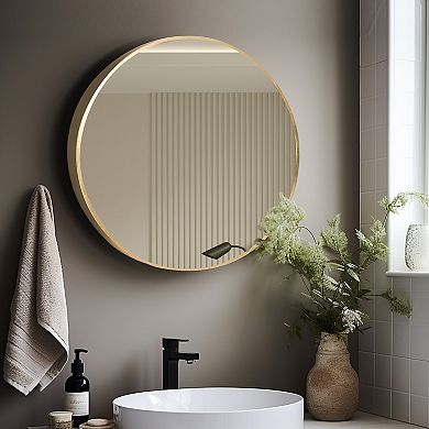 WallBeyond Farmhouse Metal Round Wall Mirror
